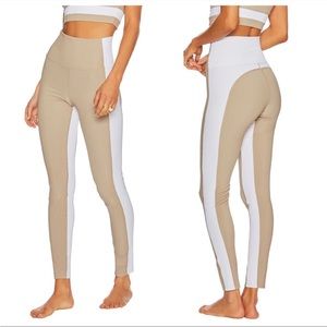 Beach Riot Colorblock Ribbed Leggings in Tan/White SZ S VGUC
